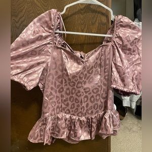 Leopard print crop top blouse